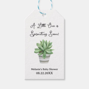 Étiquettes-cadeau Baby shower Succulent "Un petit est en train de ge