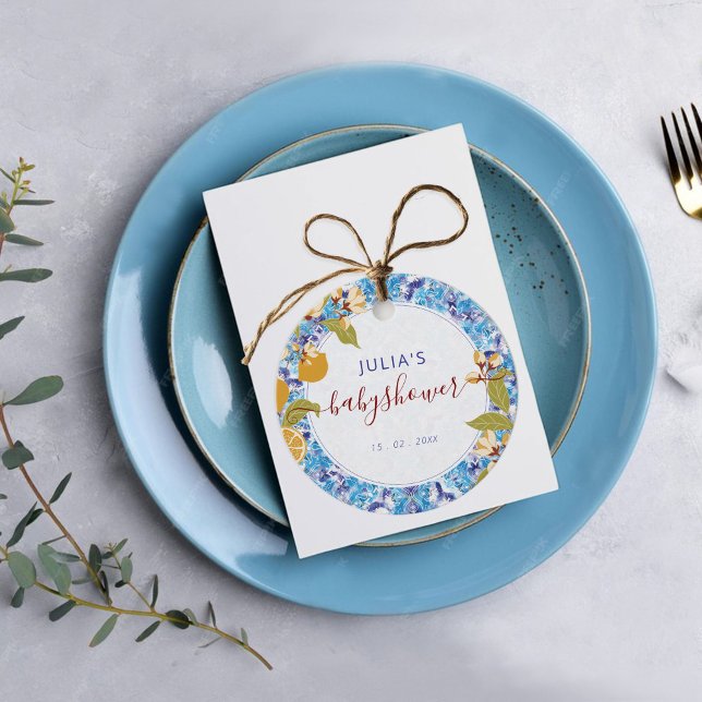 Étiquettes Cadeau Baby Shower sur la Côte d'Amalfi au citron méditer (Créateur téléchargé)