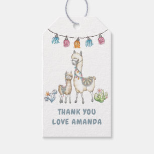 Étiquettes-cadeau Baby Shower sur le thème de Lama à l'aquarelle