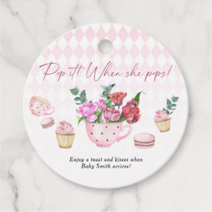 Étiquettes Cadeau Baby shower Tea Party - Ça pète ! Quand elle pète