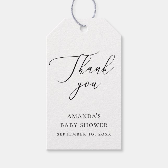 Étiquettes-cadeau Baby Shower Thank You | Elegant Minimalist Script (Devant)