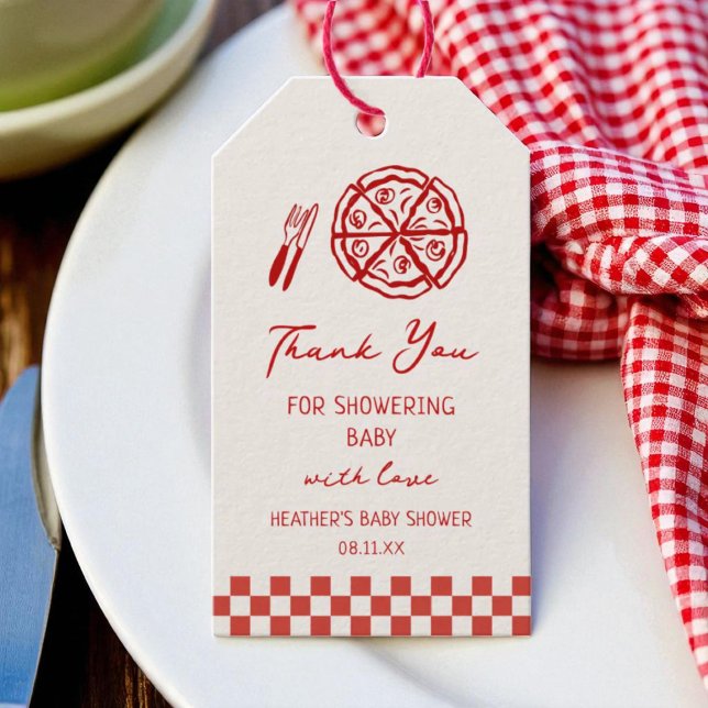 Étiquettes-cadeau Baby Shower Thème Livraison de Pizza Spéciale  (Créateur téléchargé)