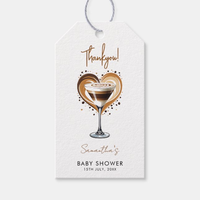 Étiquettes-cadeau Baby shower Tini One Espresso Martini (Devant)