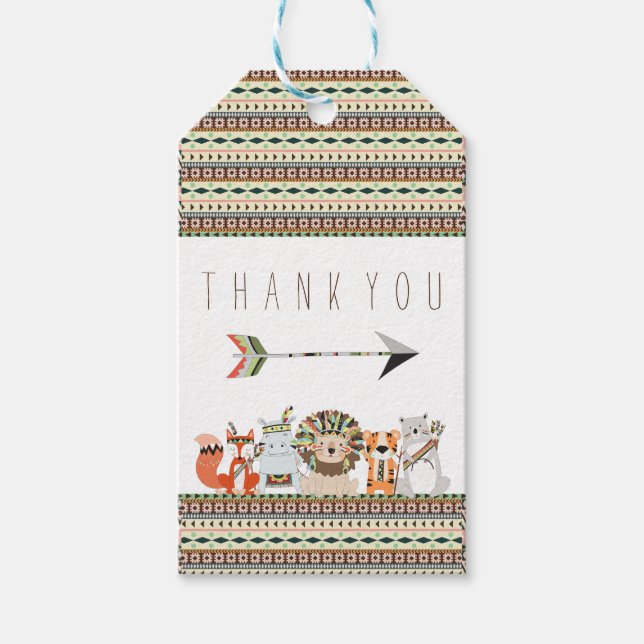 Étiquettes-cadeau Baby shower tribal (Devant)