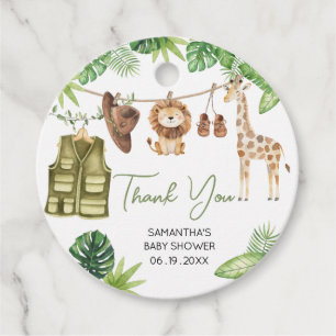 Étiquettes Cadeau Baby shower tropical Safari Jungle Animaux