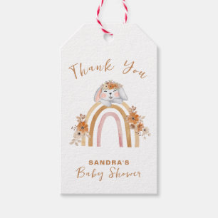 Étiquettes-cadeau Baby shower végétal minimaliste Boho Bunny Arc-en-