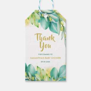 Étiquettes-cadeau Baby shower vert Eucalyptus Feuille Olive