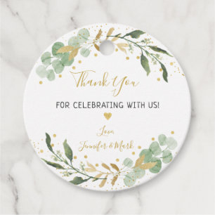 Étiquettes Cadeau Baby shower vert or Eucalyptus