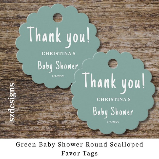 Étiquettes Cadeau Baby shower vert rond (Créateur téléchargé)