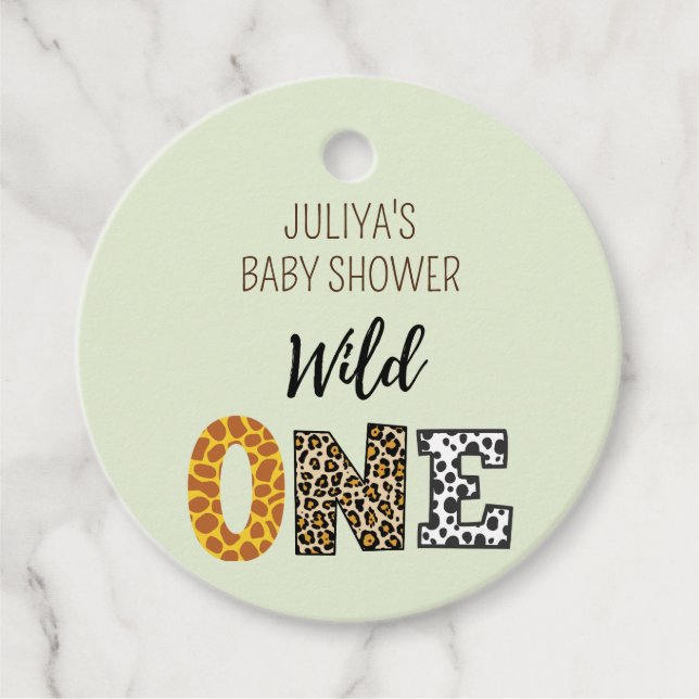 Étiquettes Cadeau Baby shower vert sauvage (Devant)