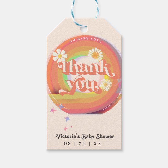 Étiquettes-cadeau baby shower vinil Grovy (Devant)