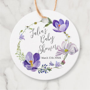 Étiquettes Cadeau Baby shower violet fleur sauvage