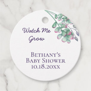 Étiquettes Cadeau Baby shower Watch Me Grow Aquarelle Succulent