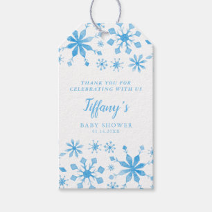 Étiquettes-cadeau Baby shower Whimsical Blue Winter Wonderland