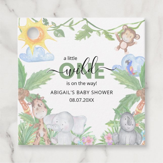 Étiquettes Cadeau Baby shower Wild One Safari serviettes (Devant)