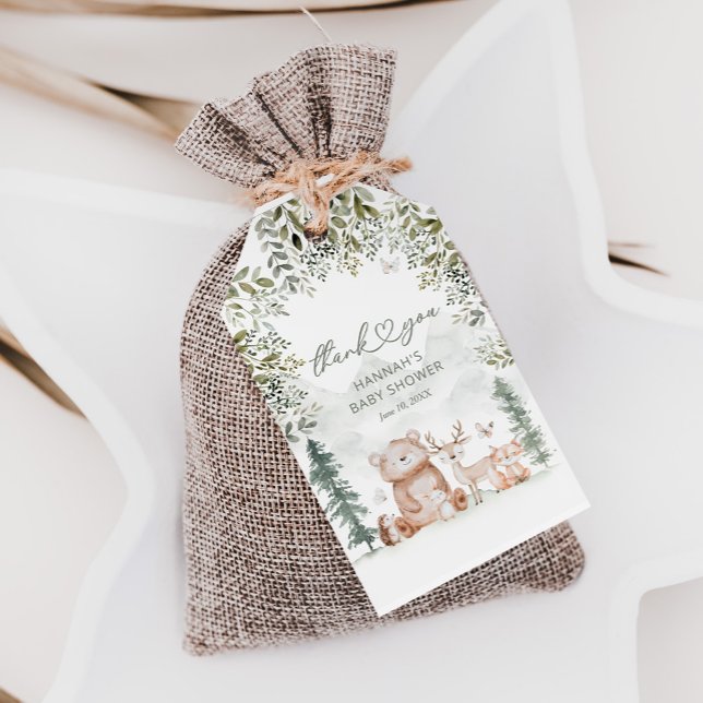 Étiquettes-cadeau Baby shower Woodland Favoriser (Créateur téléchargé)