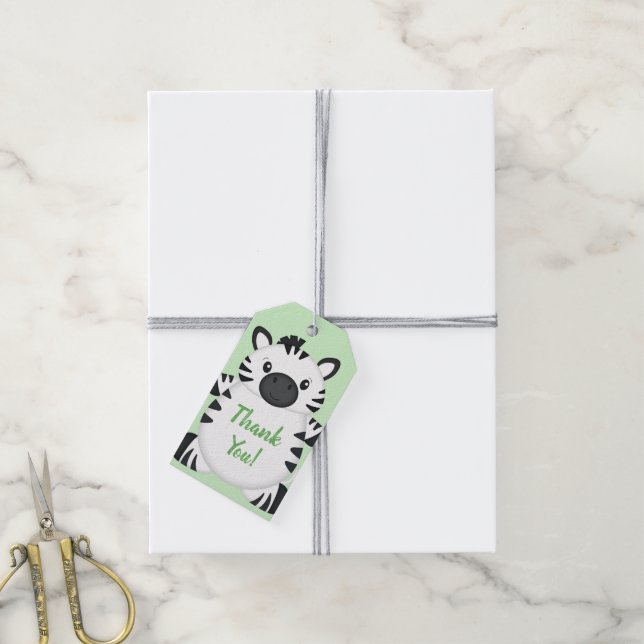 Étiquettes-cadeau Baby shower Zebra (Avec de la ficelle)