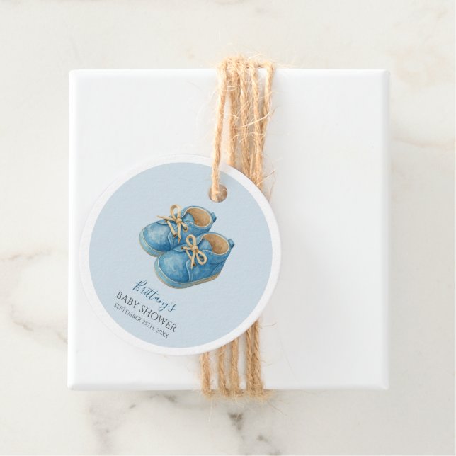 Étiquettes Cadeau Baby Sneakers Sports Baby Shower  (En situation)