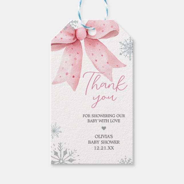 Étiquettes-cadeau Baby Son Froid À L'Extérieur Pink Bow Favoriser Ta (Devant)