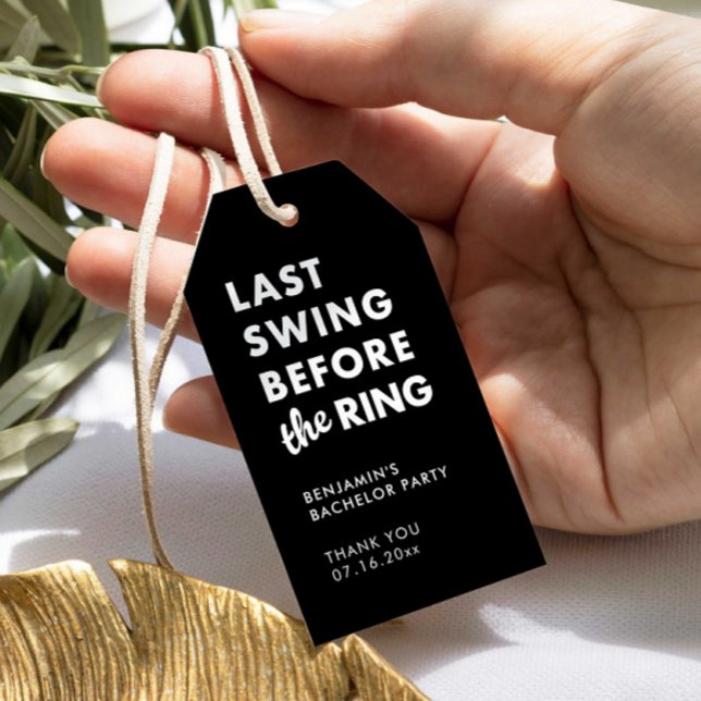 Étiquettes-cadeau Bachelor Party Last Swing Before the Ring Minimal (Créateur téléchargé)