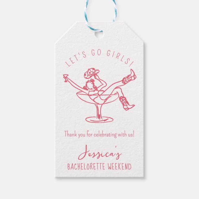 Étiquettes-cadeau Bachelorette dernier rodéo gribouillage main dessi (Devant)