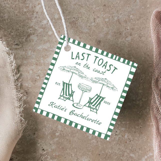 Étiquettes Cadeau Bachelorette Dernière côte verte manuscrite (Créateur téléchargé)