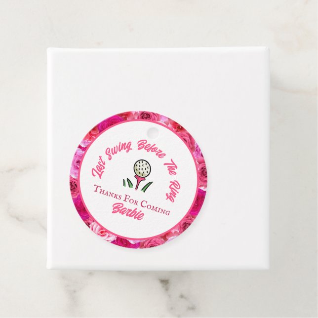 Étiquettes Cadeau Bachelorette Fête des mariées Golf Rose Floral (En situation)