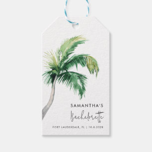 Étiquettes-cadeau Bachelorette Party Aquarelle Tropicale Palm Tree