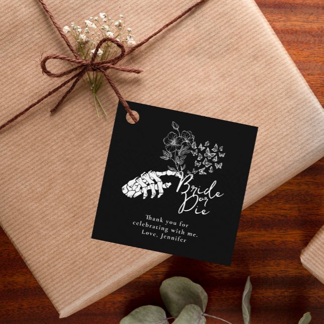 Étiquettes Cadeau Bachelorette Party Black Gothic Floral Thank You (Créateur téléchargé)