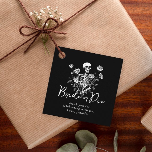 Étiquettes Cadeau Bachelorette Party Black Skeleton Floral Thank You (Créateur téléchargé)