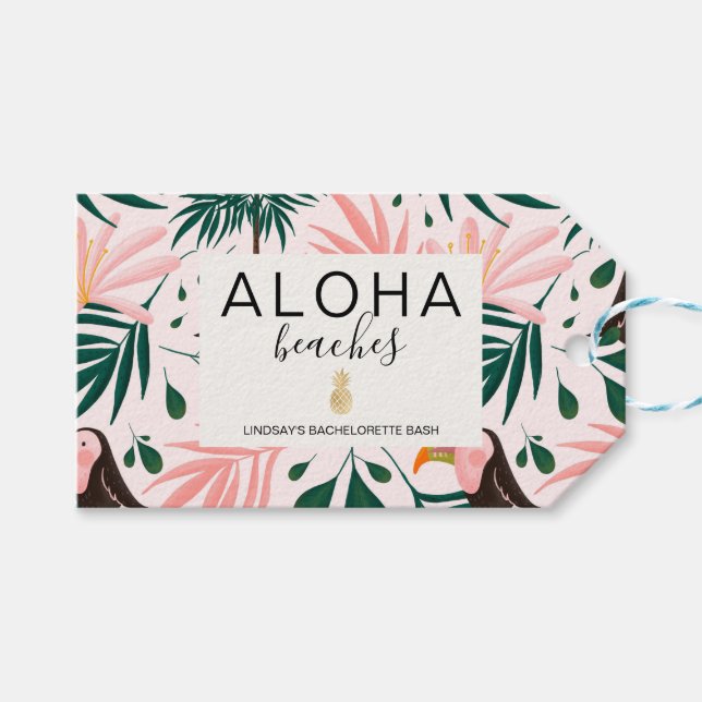 Étiquettes-cadeau Bachelorette Plages Aloha (Devant (Horizontal))