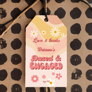 Étiquettes-cadeau Bachelorette rétro super rasée et fiancée