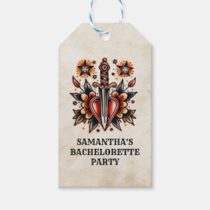 Étiquettes-cadeau Bachelorette Vintage de tatouage rétro
