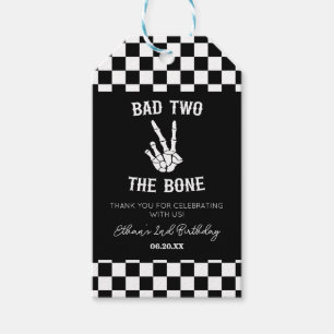 Étiquettes-cadeau Bad Two The Bone Skeleton 2e fête d'anniversaire