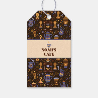 Étiquettes-cadeau Badge de café folklorique — cacao, caramel et ardo