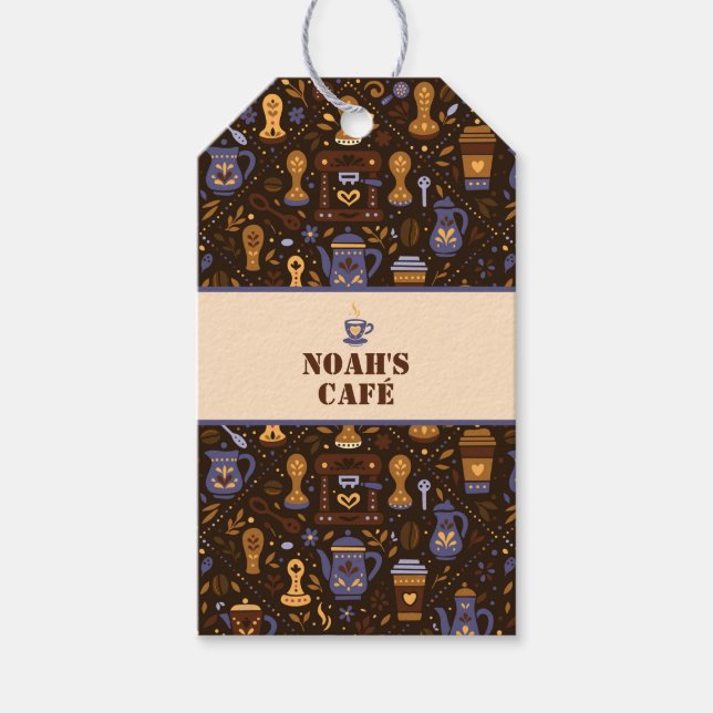 Étiquettes-cadeau Badge de café folklorique — cacao, caramel et ardo (Devant)