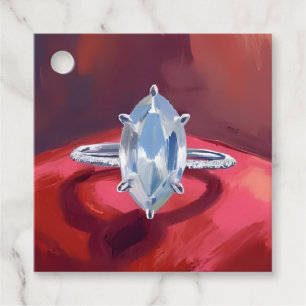 Étiquettes Cadeau Bague de fiançailles avec diamant marquise aquarel