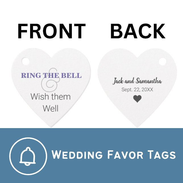 Étiquettes Cadeau Bague La Bell & Souhaite-Ils Bien Mariage Coeur (Ring The Bell & Wish Them Well Wedding Bell Tag)