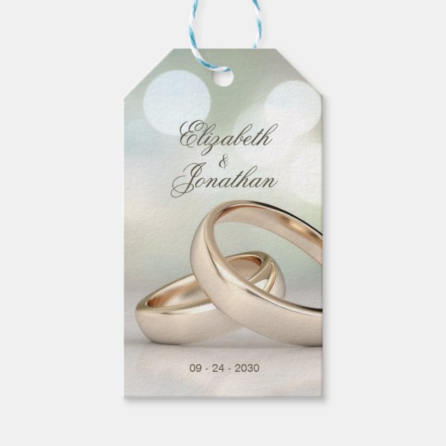 Étiquettes-cadeau Bagues or élégant Mariage simple (Devant)