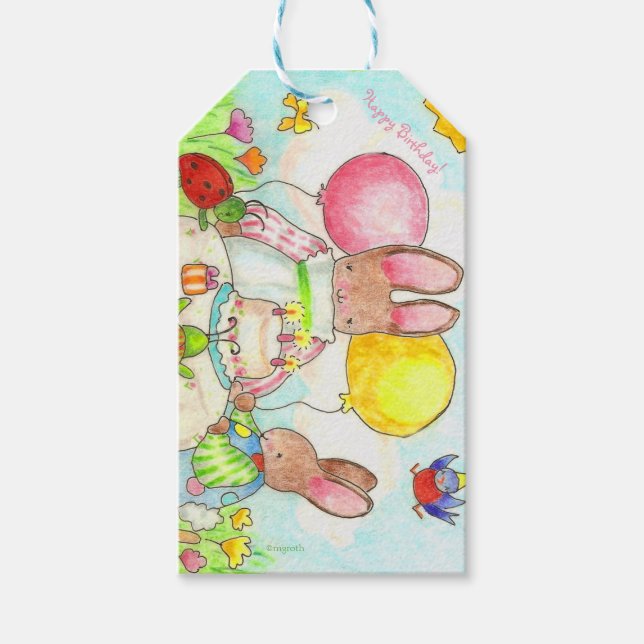 Étiquettes-cadeau Baguette cadeau lapin et bug (Devant)