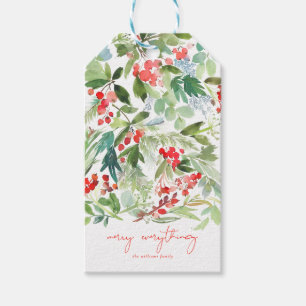 Étiquettes-cadeau Baies et verdure d'hiver d'aquarelle