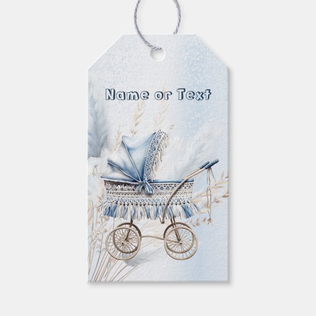 Étiquettes-cadeau Baignoire Bleue Bleu Flore Belle (Devant)