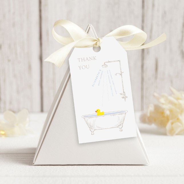Étiquettes-cadeau Baignoire en caoutchouc Baby shower canard genre n (Créateur téléchargé)