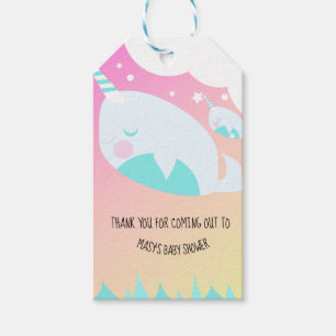 Étiquettes-cadeau Bain de bébé Narwhale Ombre Ombré