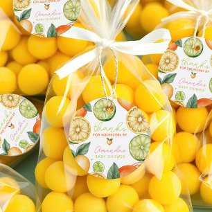 Étiquettes Cadeau Bain de Couleur Citron Baby Shower Fruit Aquarelle