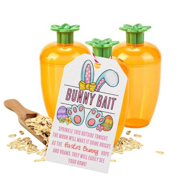 Étiquettes-cadeau Bain de Pâques rose (Easter Gift Tag perfect for Fillable Carrots with Bunny Bait. Hop to it!)