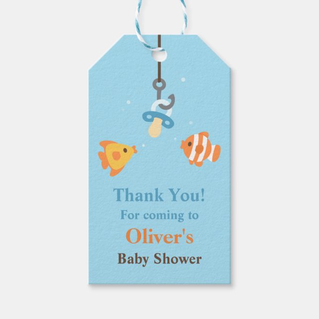 Étiquettes-cadeau Bain de poisson mignon Pêche Baby shower Cadeaux T (Devant)