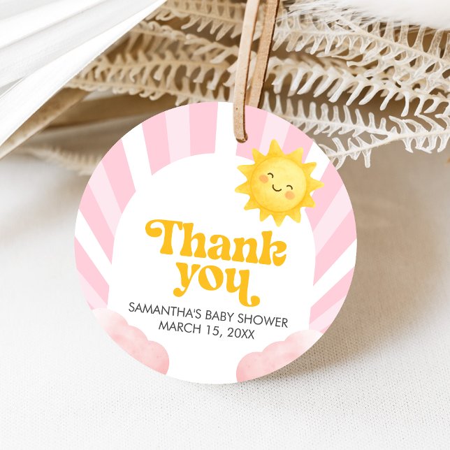 Étiquettes Cadeau Bain de Soleil Baby Shower (Sunshine Baby Shower Favor Tags)