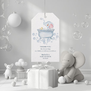 Étiquettes-cadeau Bain moussant bleu pour bébé Shower animalier