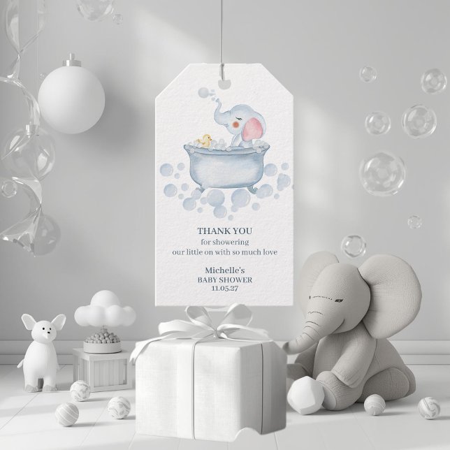 Étiquettes-cadeau Bain moussant bleu pour bébé Shower animalier (Créateur téléchargé)